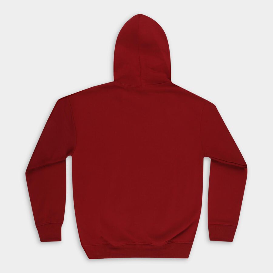 Boys Deep Maroon Hoodie Neck Graphic Sweatshirt, मरून, large image number null