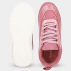 Women's Pink Lace-Up Sneakers, गुलाबी, small