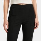 Women's Black Straight Fit Solid Trousers, Black, small