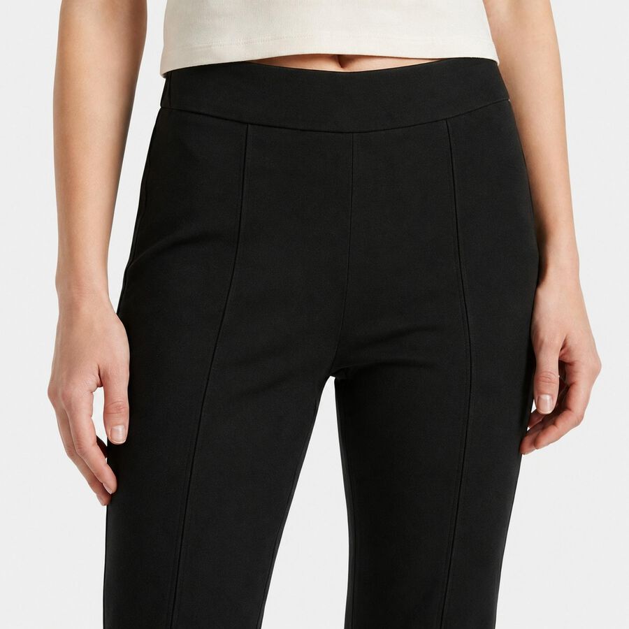 Women's Black Straight Fit Solid Trousers, Black, large