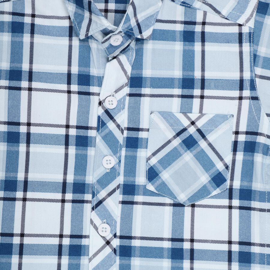 Boys' Light Blue Cotton Classic Collar Casual Shirt, हल्का नीला, large image number null