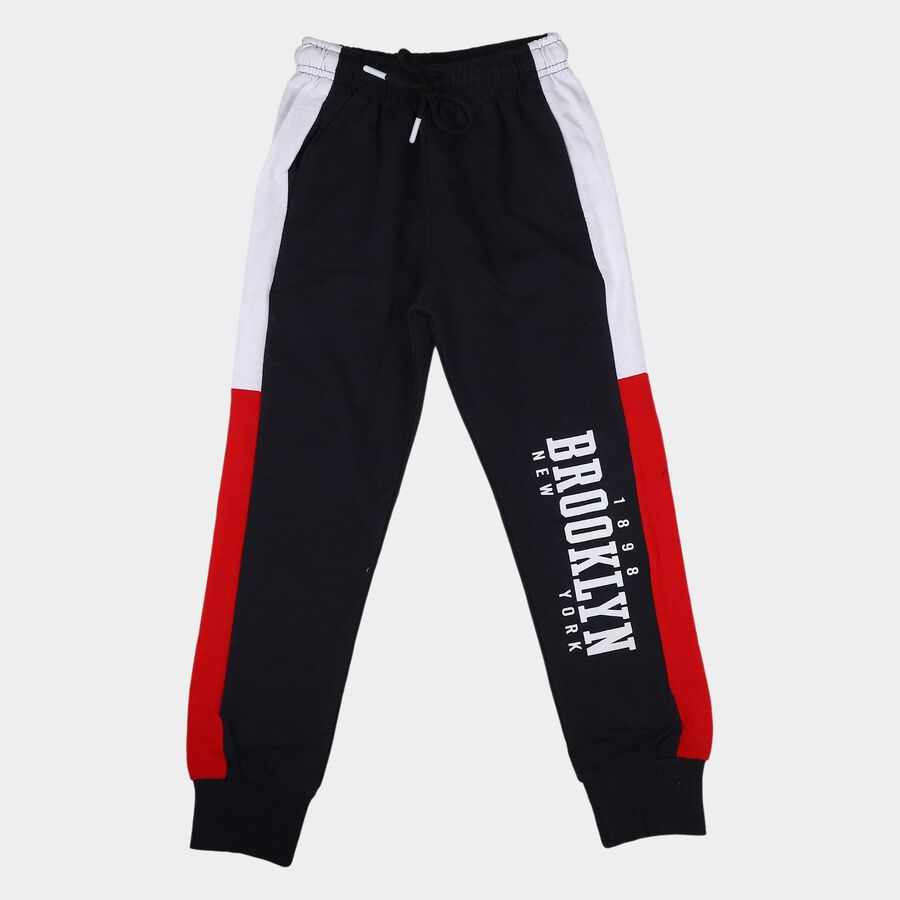 Boys' Navy Blue Color-Blocked Cotton Blend Pyjama, Navy Blue, large