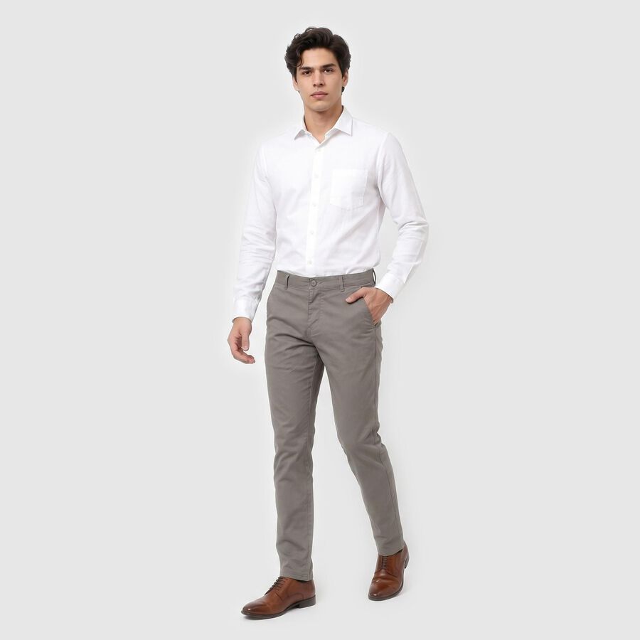 Men's Grey Slim Fit Chino Trousers, हल्का ग्रे, large