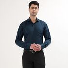 Men's Deep Teal Blue Cotton Spread Collar Slim Fit Formal Shirt, Teal Blue, small