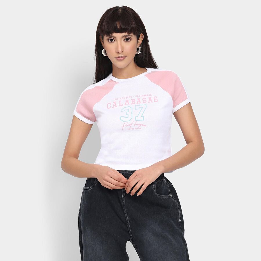 Ladies' 100% Cotton Crop  Top, Pink, large image number null