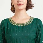 3/4Th Sleeves Flared Kurta, Dark Green, small image number null