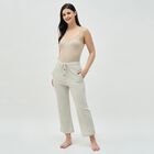 Women's Light Beige Elastic Waist Cotton Blend Pyjama, हल्का ग्रे, small