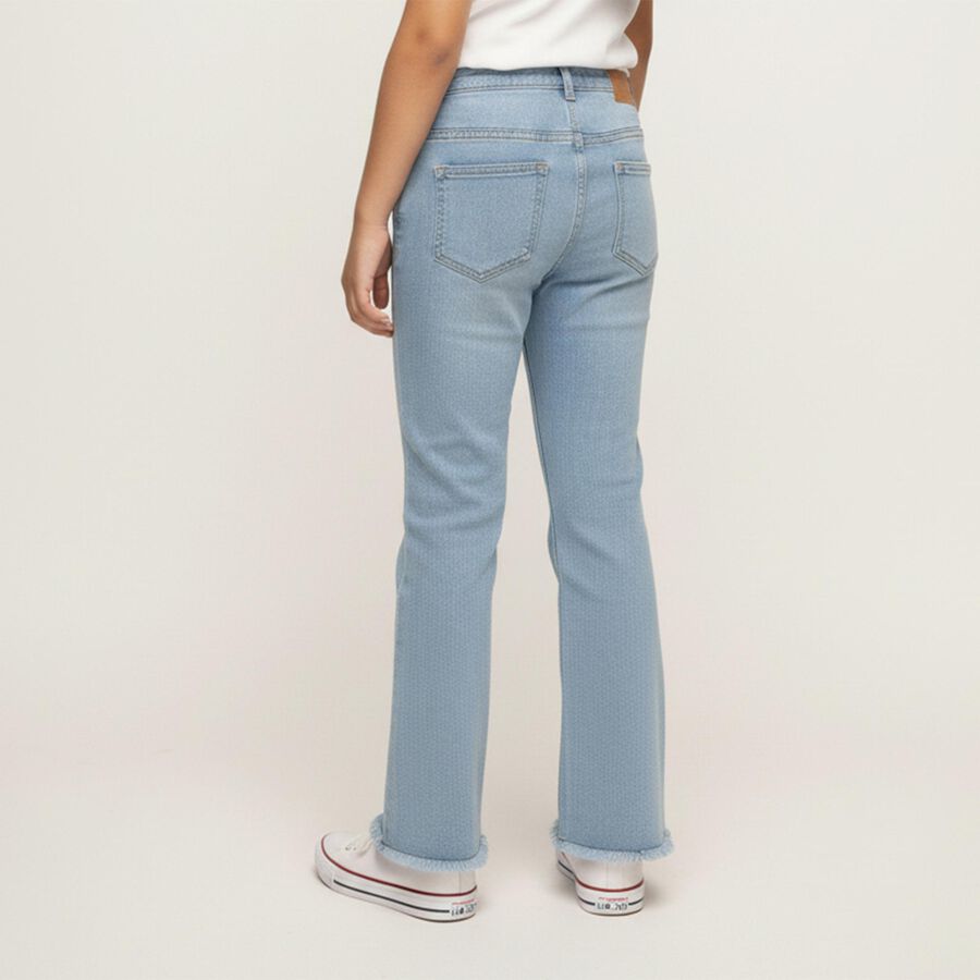 Girls' Light Blue Flared Fit Tie-Front Jeans, हल्का नीला, large image number null