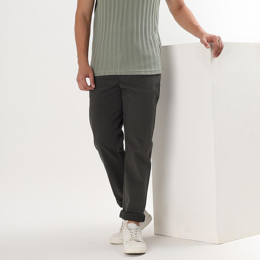 Men's Slim Fit Casual Trousers , ओलिव, large image number null