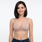 Women's Brown Cotton Blend V Neck Bralette Bra, Brown, small
