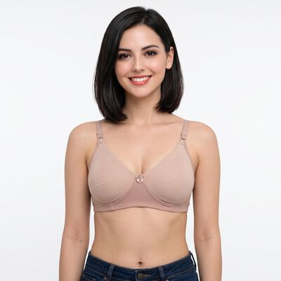 Women's Brown Cotton Blend V Neck Bralette Bra