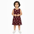 Girls' Maroon Printed Sleeveless A-Line Frock, Wine, small image number null
