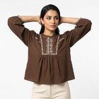 Ladies' Top, भूरा, small