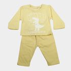 Infants' Yellow Round Neck Graphic Print Baba Suit, Yellow, small