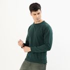 Men's Dark Green Crew Neck Casual Sweatshirt, Dark Green, small image number null