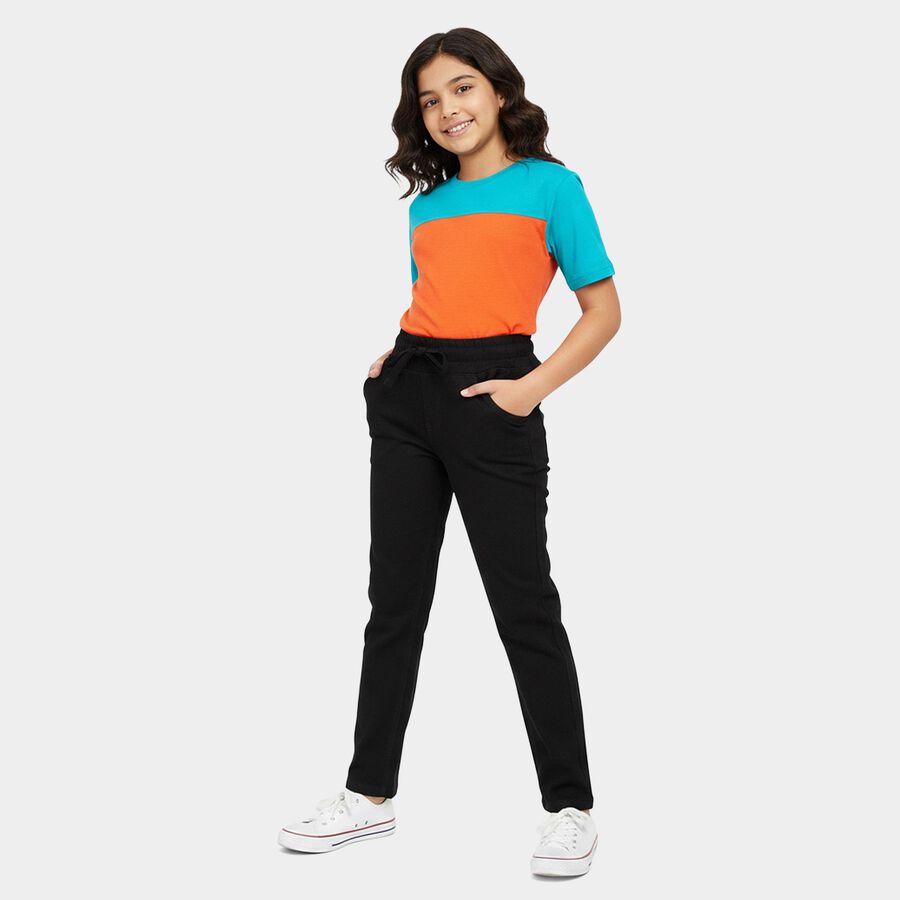 Girls Black Relaxed Fit Cargo Jogger Jeans, काला, large