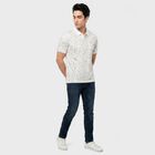 Men's White Polo Neck Abstract Printed Polo T-Shirt, White, small