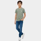 Boys Light Green Round Neck Graphic Printed Casual T-Shirt, हल्का हरा, small