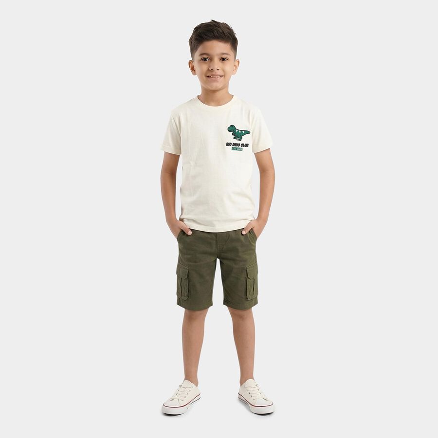 Boys' Half Sleeves T-Shirt, ऑफ व्हाइट, large
