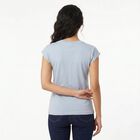 Women's Light Blue Round Neck Regular T-Shirt, Light Blue, small