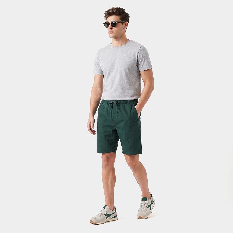 Men's Green Regular Fit Drawstring Jamaican Shorts, हल्का हरा, large