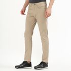 Men's Slim Fit Casual Trousers, खाकी, small