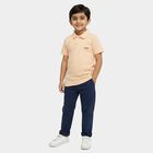 Boys' Soft Peach Cotton Polo Collar Classic T-Shirt, पीच, small