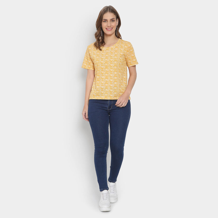 Round Neck T-Shirt, पीला, large image number null