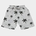 Boys' Off White Cotton Blend Regular Fit Bermuda Shorts, Off White, small