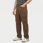 Men's Brown Relaxed Fit Cargo Jeans, Brown, small