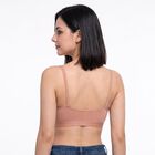 Women's Brown Cotton Blend Scoop Neck Bralette Bra, Brown, small