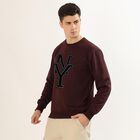 Men's Deep Maroon Crew Neck Casual Sweatshirt, वाइन, small image number null