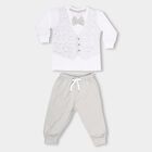Infants' Light Grey Cotton Round Neck Solid Baba Suit, Light Grey, small image number null