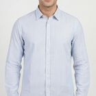 Men's Light Blue Cotton Full Sleeve Collar Casual Shirt, Light Blue, small