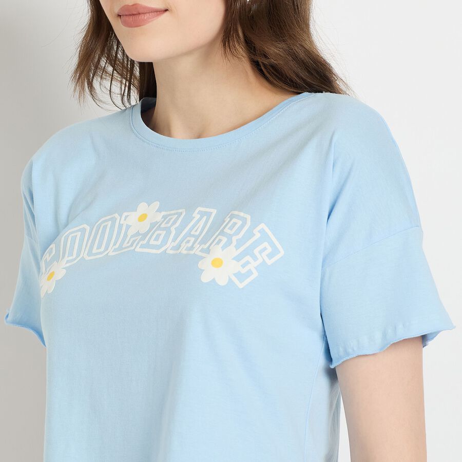 Ladies' 100% Cotton Crop  Top, हल्का नीला, large image number null