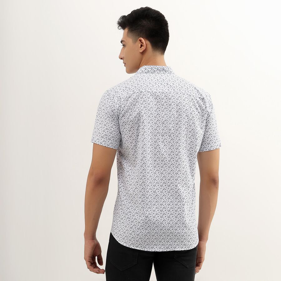 Men's Snow White Cotton Regular Collar Casual Shirt, White, large image number null