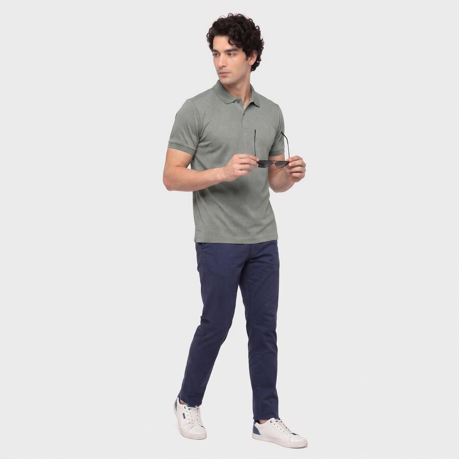Men Olive Green Cotton Polo Neck Polo T-Shirt, Light Green, large