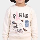 Girls' Off White Crew Neck Graphic Print Sweatshirt, ऑफ व्हाइट, small