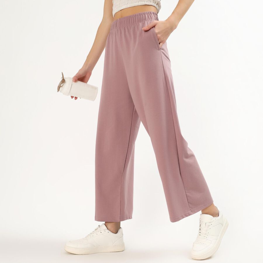 Women's Black Tapered Fit Track Pants, Light Pink, large