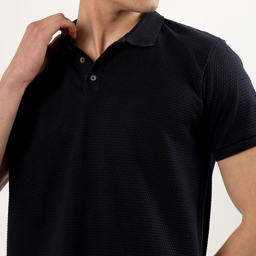 Men's Collared Half Sleeves T-Shirt, Navy Blue, large image number null