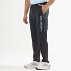 Men's Charcoal Black Regular Fit Logo Printed Track Pants, Dark Grey, small image number null