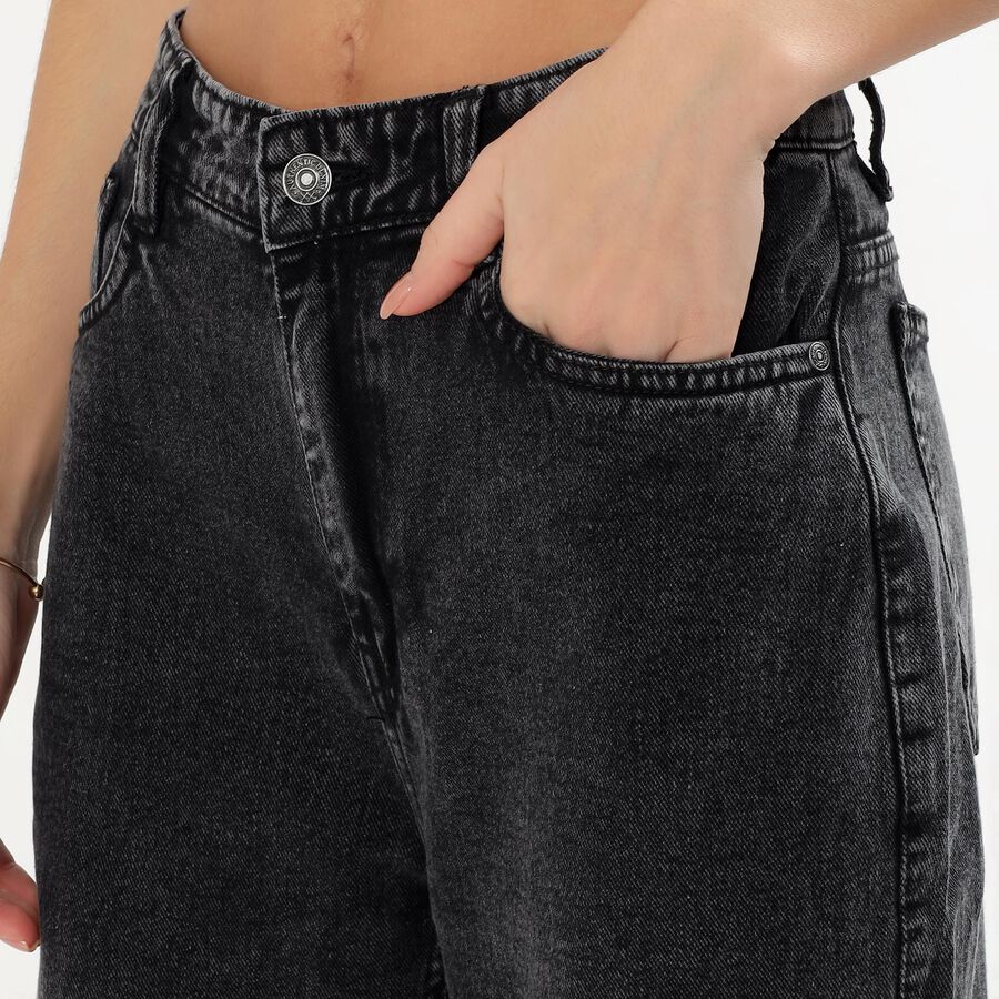 Women's Stonewashed Blue Slim Fit Jeans, Black, large