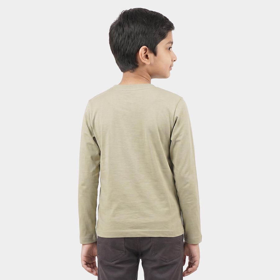 Boys Green Round Neck Regular Boys T-Shirt, Light Green, large