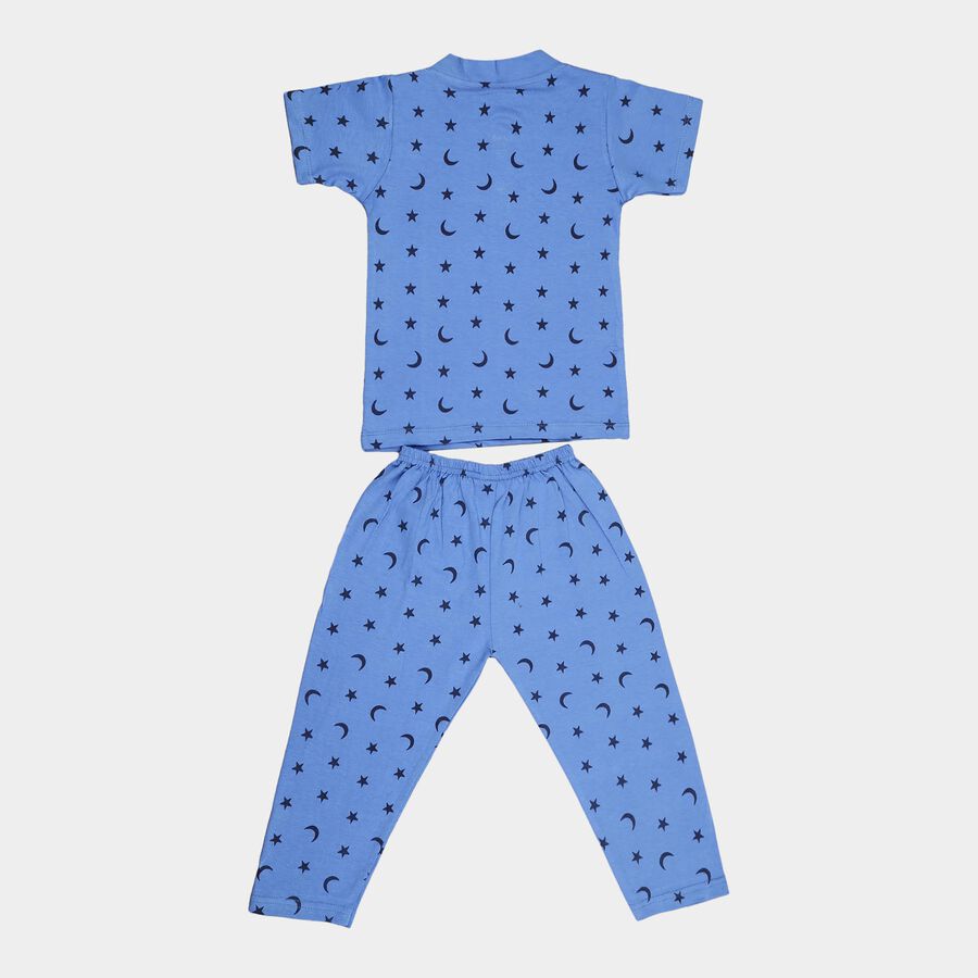 Infants Cotton Printed Night Suit, Royal Blue, large image number null