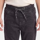 Boys' Light Grey Drawstring Jeans, हल्का ग्रे, small
