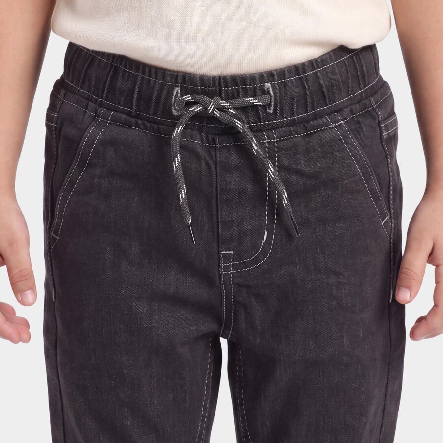 Boys' Light Grey Drawstring Jeans, हल्का ग्रे, large