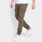 Men's Slim Fit Casual Trousers , Olive, small