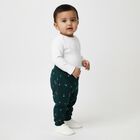 Infants' Dark Forest Green Floral Printed Cotton Pyjama, गहरा हरा, small image number null