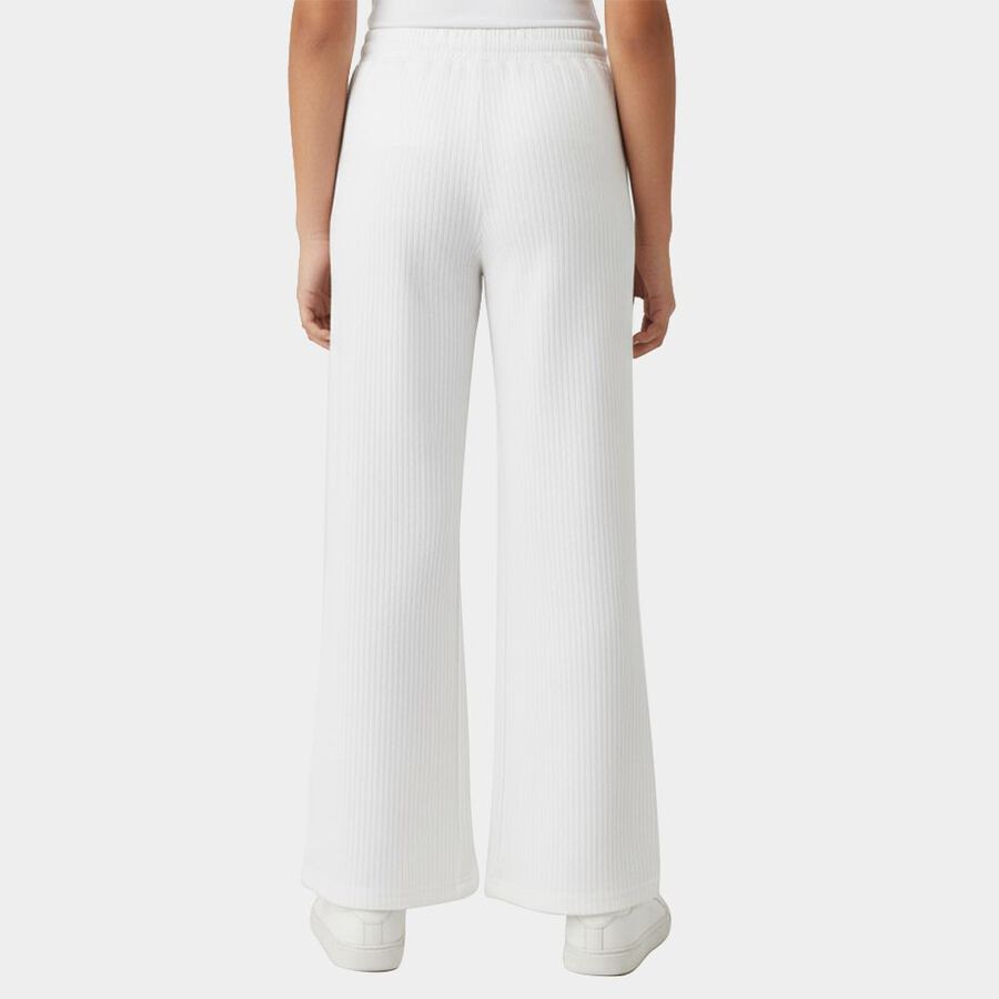 Girls' White Regular Fit Casual Trousers, White, large