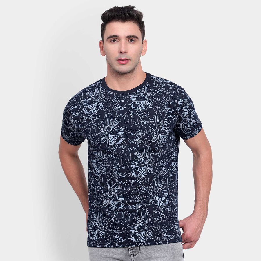 All Over Print Round Neck T-Shirt, नेवी ब्लू, large image number null